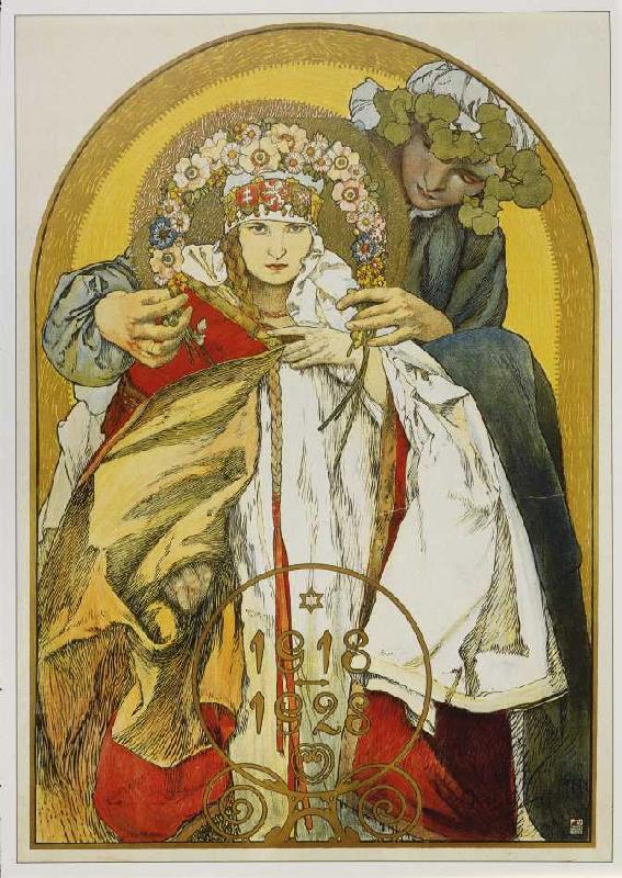Poster to the tenth anniversary of the existence of the Tschechoslowakischen republic a Alphonse Mucha