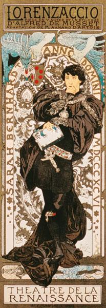 Art Nouveau poster for Lorenziaccio of Alfred de must Laly renaissance in the Theatre de