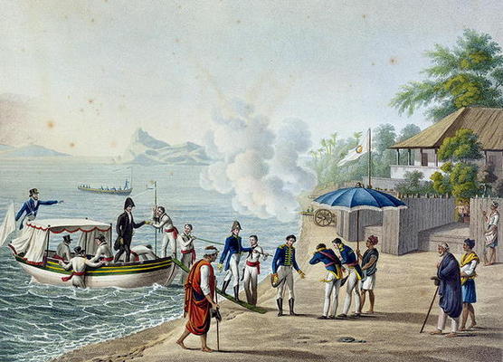 View of Our First Landing at the Portuguese Establishment at Dille, Timor, from 'Voyage Autour du Mo a Alphonse Pellion