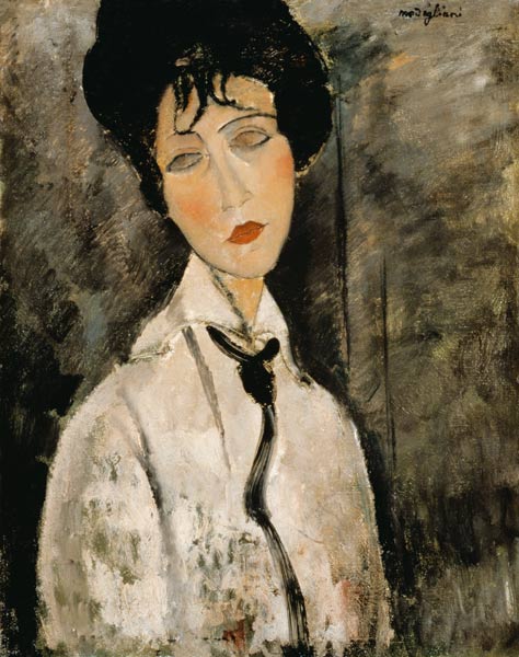 ritratto di donna con cravata nera a Amadeo Modigliani