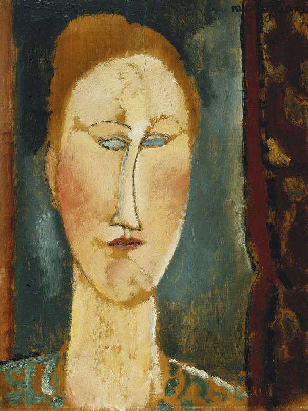 Kopf einer Rothaarigen (Tête de Femme aux Cheveux Rouges). a Amadeo Modigliani