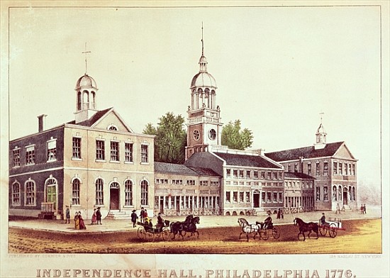 Independence Hall, Philadelphia, 1776, published Nathaniel Currier (1813-88) and James Merritt Ives  a Scuola Americana