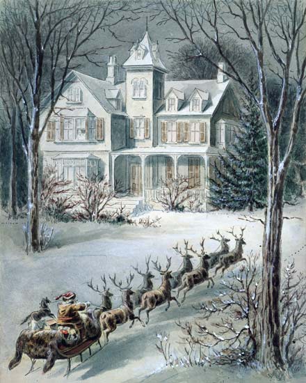 Illustration from 'Twas the Night Before Christmas' a Scuola Americana