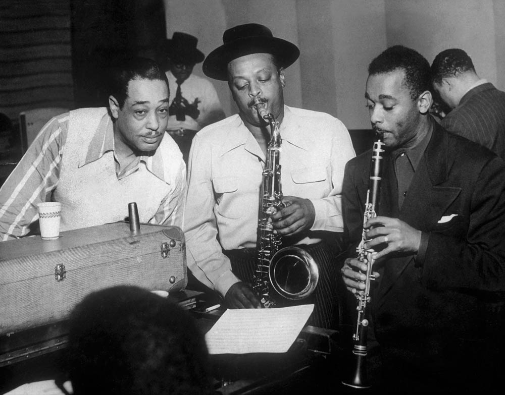 Duke Ellington with Ben Webster and Jimmy Hamilton at Carnegie Hall a American Photographer, (20th century)