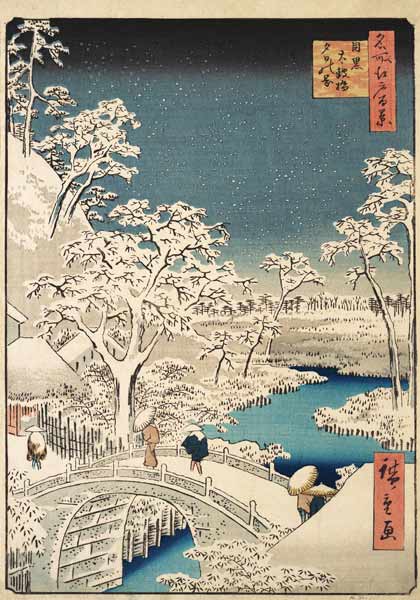 Yuhi Hill and the Drum Bridge at Meguro (One Hundred Famous Views of Edo) a Ando oder Utagawa Hiroshige