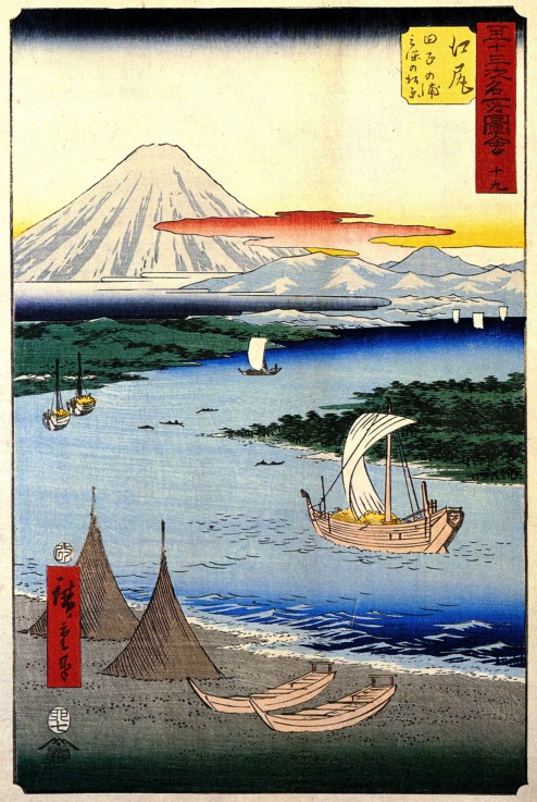 Ejiri Station. The 53 Stations of the Tokaido (Tate-e Edition) a Ando oder Utagawa Hiroshige