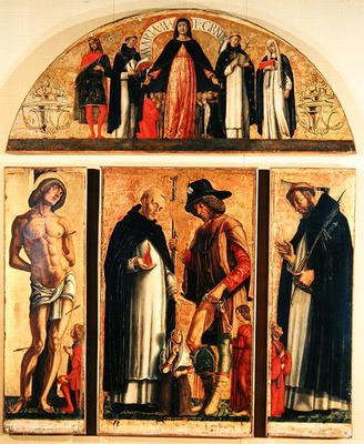 Saints Vincent Ferreri and Roch, with Saint Sebastian and Saint Peter the Martyr, Madonna Misericord a Andrea da Murano
