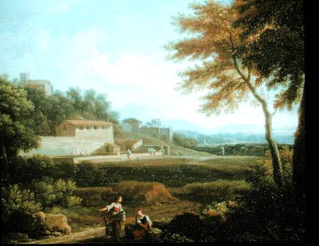 Landscape with Figures at Rest with a Town Beyond a Andrea Locatelli
