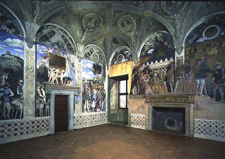 The Camera degli Sposi or Camera Picta with scenes from the court of Mantua, showing the Marchese Lu a Andrea Mantegna