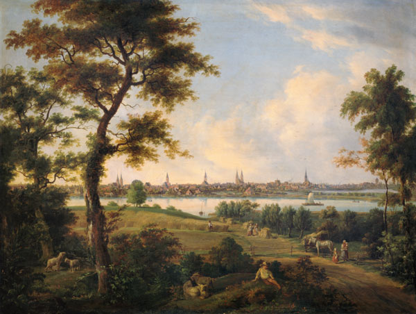 View of Lubeck a Andreas Achenbach