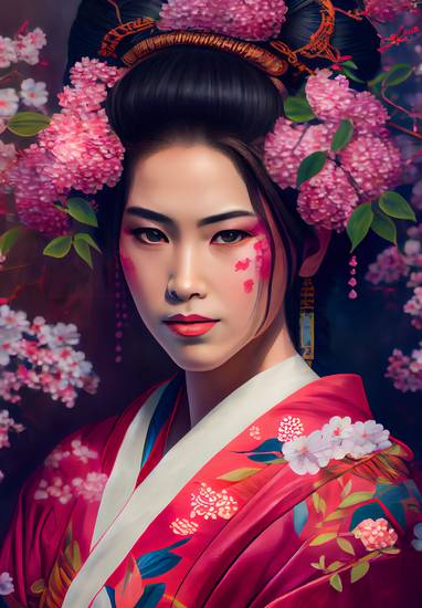 Bellezza in fiore: una geisha nel tripudio di colori della natura