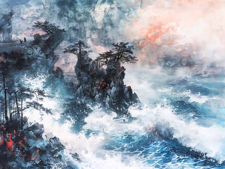 Il mare si infrange contro le montagne cinesi.