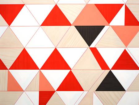 Astrazione Moderna Triangoli Geometrici in Rosso Rosa Beige e Bianco