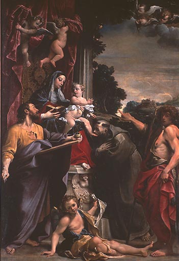 Thronende Madonna mit dem heiligen Matthaeus a Annibale Carracci