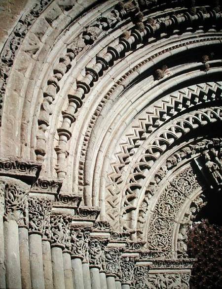 Sculptural detail from the facade of the main portal a Anonym Romanisch