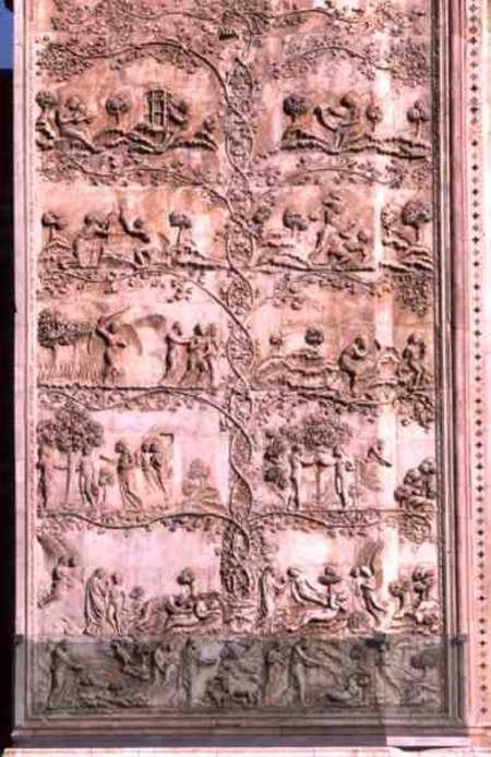 Bas-relief panel depicting scenes from Genesisfrom the lower cathedral facade a Anonimo