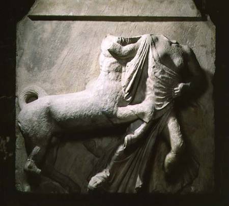 Centaur and female Lapith, metope no. 11 from the south frieze of the Parthenon,Greek a Anonimo