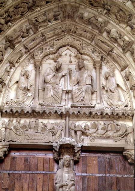 The Coronation of the Virgintympanum of the central portal of the north transept a Anonimo