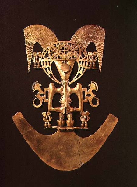 Human Figure Pendant with Headdress from PopayanPre-Hispanic Colombian a Anonimo