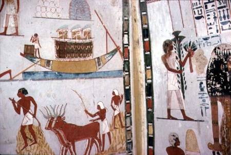 Nile Boat and Floor Threshing, in the Tomb of Menna,Dynasty XVIII New Kingdom a Anonimo