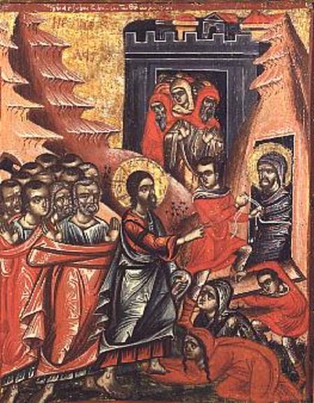 Raising of LazarusGreek Icon from Epirus a Anonimo