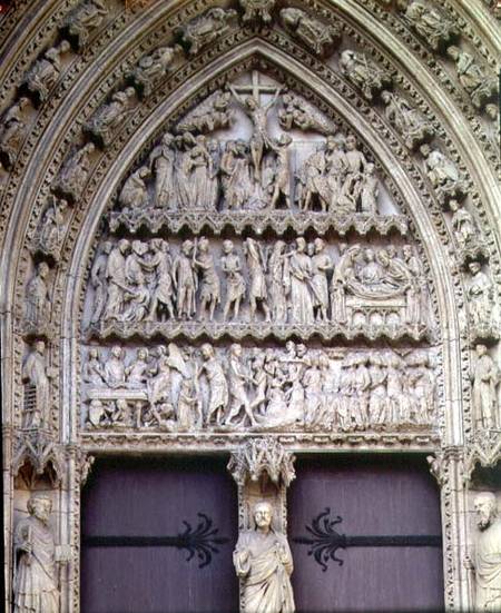 Scenes from the Passion and Resurrection cycle, tympanum of the south transept portal,the Porte de l a Anonimo