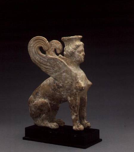 Terracotta figure of a sphinx, from South Italy,Greek a Anonimo