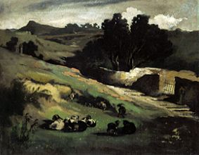 Landscape with goats a Anselm Feuerbach