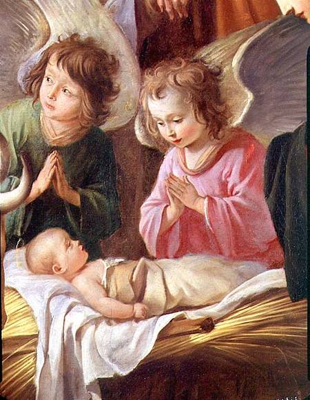 Adoration of the Shepherds, detail of the Angels and Child a Antoine and Louis  & Mathieu Le Nain