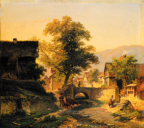 Hessian village landscape (stone brook) a Anton Burger