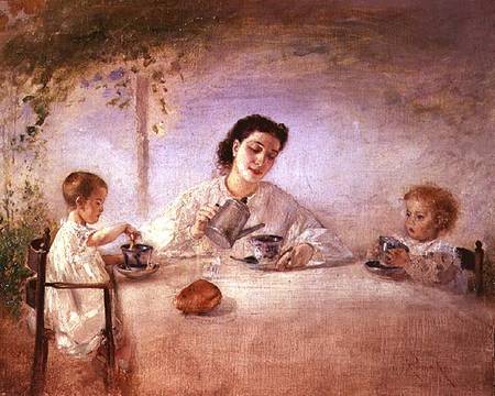 The artist's wife Sophie with their daughters Mathilda and Adele a Anton Romáko