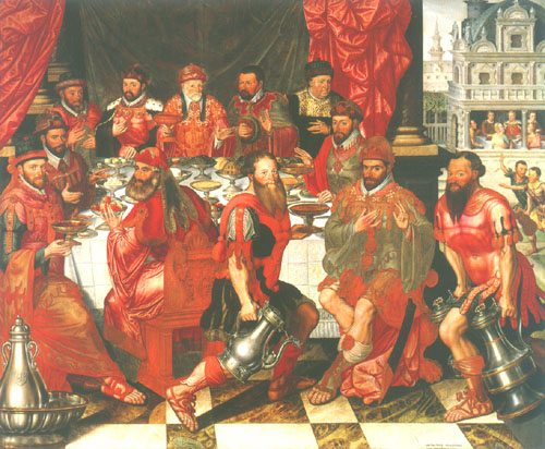 Banquet (the council menbers of Brügge?/ banquet of the king Ahasver or Aartaxerxes a Antoon Claeissens