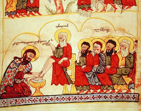 Ms 404 fol.7v Christ washing the disciples feet a Armenian School