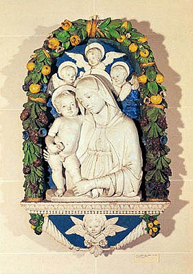 Virgin and Child (polychrome glazed terracotta) a (attr. to) Andrea Della Robbia