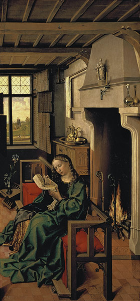 St. Barbara from the right wing of the Werl Altarpiece, 1438 (see also 68547) a (attr.to) (Robert Campin) Master of Flemalle