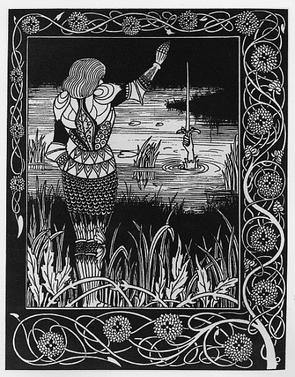 How Sir Bedivere Cast the Sword Excalibur into the Water, an illustration from ''Le Morte d''Arthur' a Aubrey Vincent Beardsley