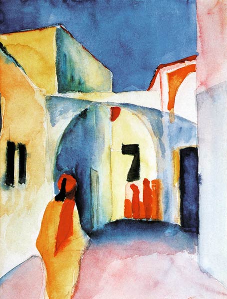 Stampa d'arte espressionista di August Macke - Vista in un vicolo