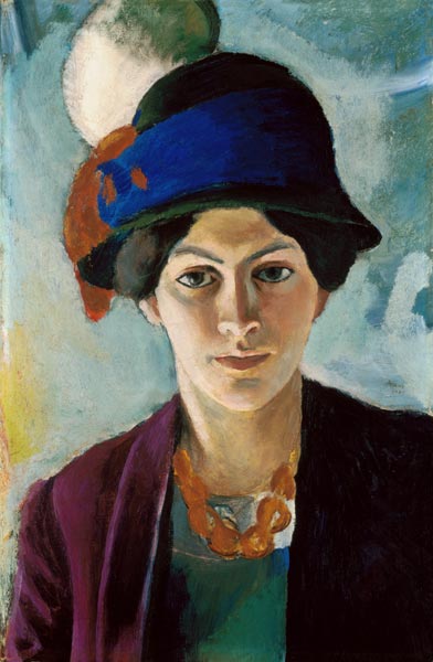 Frau des Künstlers mit Hut. 1909 a August Macke
