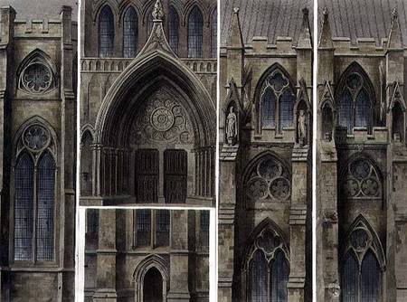 Fragments, Windows and Doors, plate 13 from 'Westminster Abbey', engraved by Thomas Sutherland a Augustus Charles Pugin