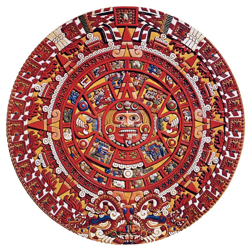 Imaginary recreation of an Aztec Sun Stone calendar (see also 115255), Late Post Classic Period (lit a Aztec