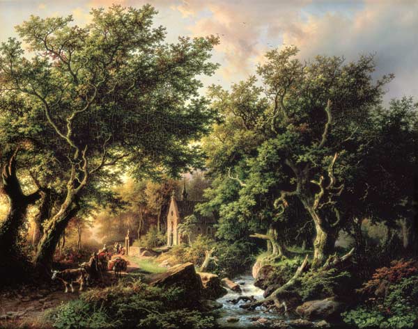 A Wooded landscape with a chapel a Barend Cornelisz. Koekkoek