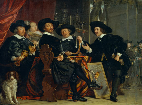 The abbots of the Amsterdam guild of the pieces of Sebastians crossbow marksmen a Bartholomeus van der Helst