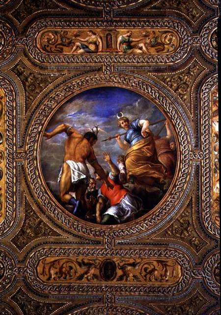 Diana and Actaeon, from the ceiling of the library a Battista Franco