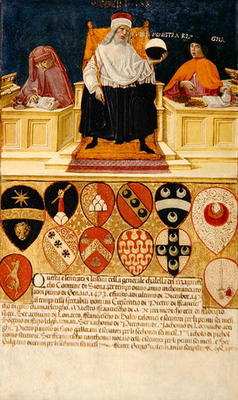 Good government in the public finance office, 1474 (oil on panel) a Benvenuto  di Giovanni