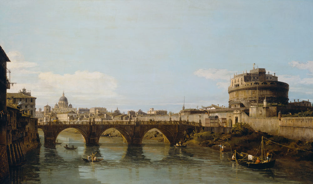 View of the Tiber in Rome with the Castel Sant'Angelo a Bernardo Bellotto