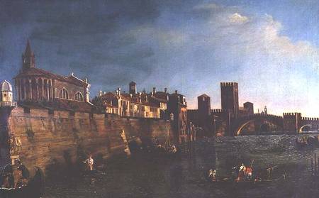 View of Verona with the Castello Vecchio and the Ponte Vecchio a Bernardo Bellotto