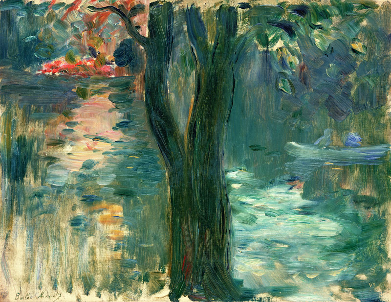 Sunset over the Lake, Bois de Boulogne a Berthe Morisot