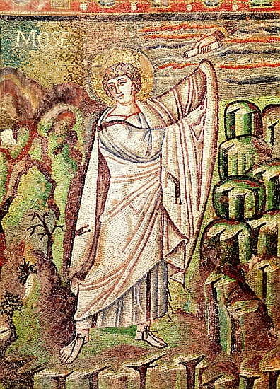 Moses on Mount Sinai, figure above the lunette depicting the Hospitality of Abraham and the Sacrific a Byzantine School