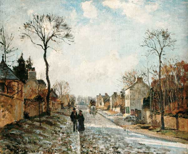 Wintry street in Louvecienne a Camille Pissarro