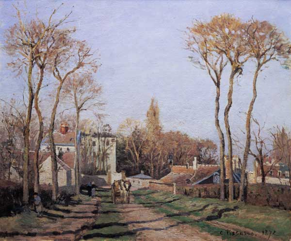 Entrance to the Village of Voisins, Yvelines a Camille Pissarro